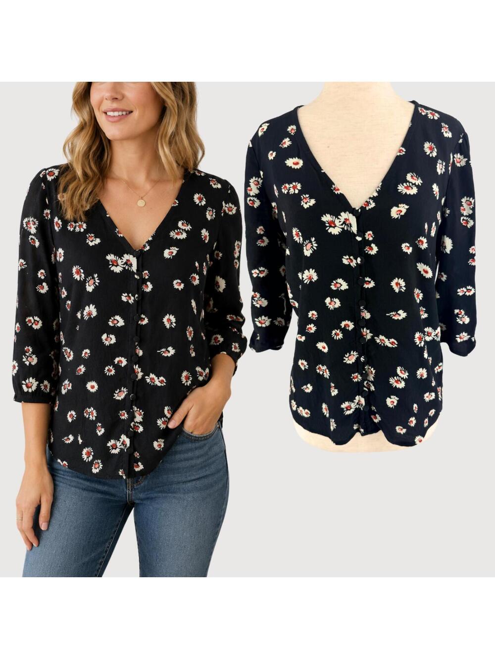Boden Daisy Print Button Front Blouse Top 4